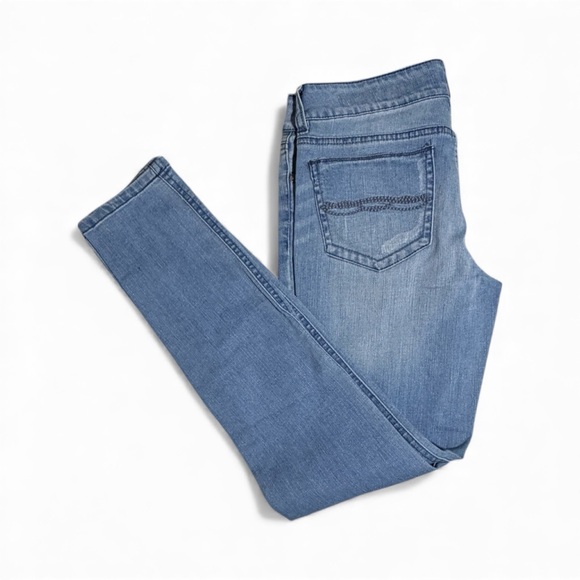 Indigo Rein Soft Sexy Ripped distressed anklet Skinny jeans size 7 Light Blue - Picture 4 of 5